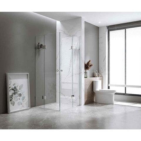 110x110cm Double Door Corner Shower – Nickel U-Brackets with Brass Hinges for Modern Bathrooms In Australia - Darrahopens