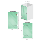 90x110cm Double Door Corner Shower – Nickel F-Brackets with Brass Hinges for Modern Bathrooms