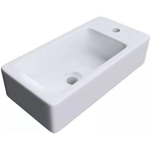 Small Compact Bathroom Cloakroom Hand Wash Basin Sink Ceramic Wall Hung - Premiu