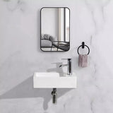 Small Compact Bathroom Cloakroom Hand Wash Basin Sink Ceramic Wall Hung - Premiu