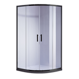 90 x 90cm Black Rounded Sliding 6mm Curved Shower Screen with White Base