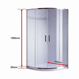 90 x 90cm Rounded Sliding 6mm Curved Shower Screen with Base in Chrome