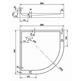 90 x 90cm Rounded Sliding 6mm Curved Shower Screen with Base in Chrome