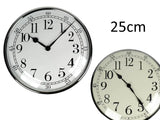 Bulk 12 25cm Plastic Silver Chrome Look Wall Clock 2 Asst Sml