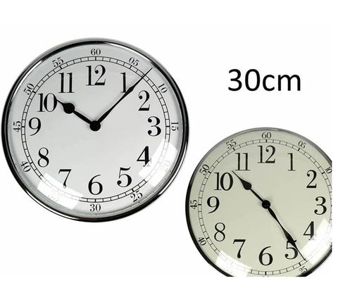 Bulk 10 30cm Plastic Silver Chrome Look Wall Clock 2 Asst Lrg In Australia - Darrahopens