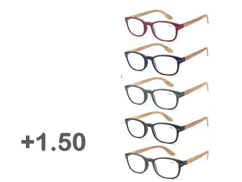 Bulk 24 Bamboo Look Arm Reading Glasses +1.50 In Australia - Darrahopens