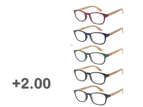 Bulk 24 Bamboo Look Arm Reading Glasses +2.0 In Australia - Darrahopens