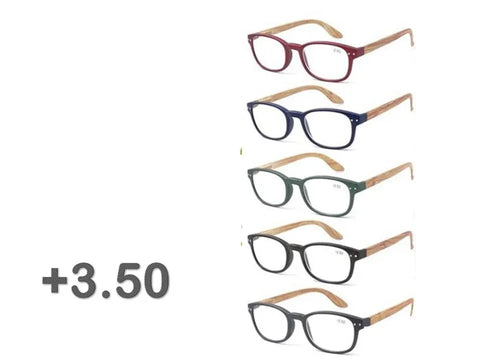 Bulk 24 Bamboo Look Arm Reading Glasses +3.5 In Australia - Darrahopens