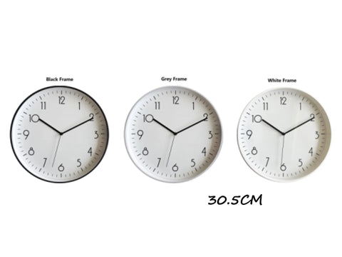 Bulk 10 Modern Round Wall Clock 30.5cm 3 Asst In Australia - Darrahopens
