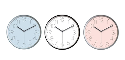 Bulk 12 Modern Round Wall Clock 25.5cm 3 Asst In Australia - Darrahopens