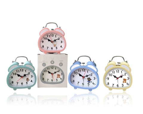Bulk 12 Happy Teddy Alarm Clock 11.5x5.5x13.5cm 4 Colours In Australia - Darrahopens