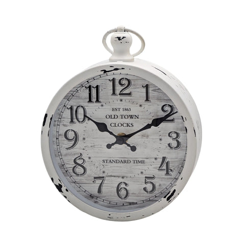 Bulk 6 Metal Vintage Clock White Washed 18x26.5cm In Australia - Darrahopens