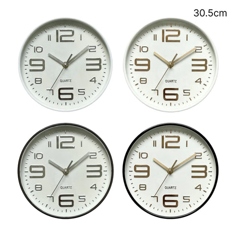 Bulk 12 Plastic Round Wall Clock 30.5cm 4 Asst In Australia - Darrahopens