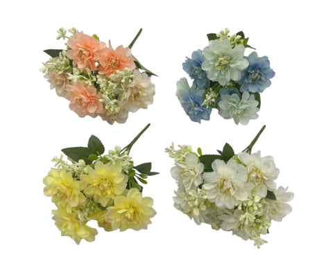 Bulk 24 Artificial Dahlias Flower Bunch 30cm 4 Asst In Australia - Darrahopens