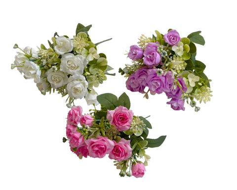 Bulk 24 Artificial Premium Mini Rose Bunch 3 Asst In Australia - Darrahopens