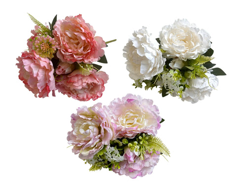 Bulk 12 Artificial Premium Peony Flower Bunch 3 Asst In Australia - Darrahopens