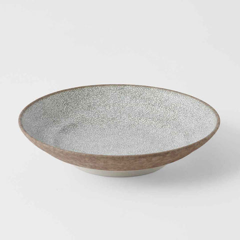 Pasta Bowl Flat 23cm Crazed Grey Glaze