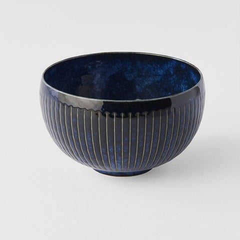 Darrahopens Home & Garden > Kitchenware > Oven Mitts & Pot Holders Rice Bowl 13.3cm Ridged Indigo Blue Glaze