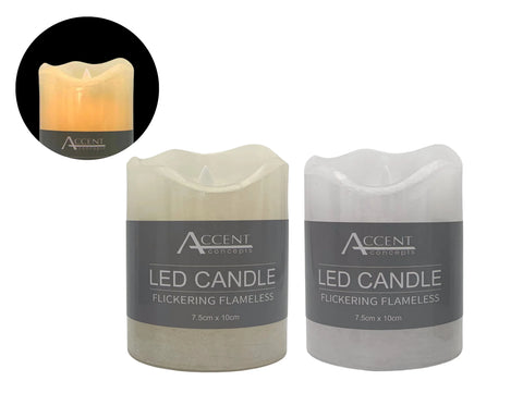 Bulk 24 Flickering Flameless Led Candle 7.5x10cm White & Cream In Australia - Darrahopens