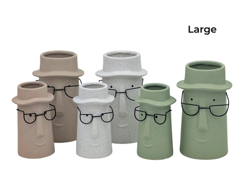 Bulk 9 Man W Metal Glasses Ceramic Vase 12.5x12.5x21cmh 3asst In Australia - Darrahopens