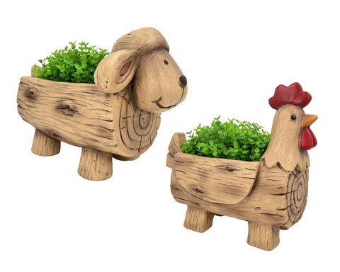 Bulk 4 Resin Rooster & Sheep Planter 15x31x26cm 19x35x23cm 2 Asst In Australia - Darrahopens