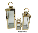 Bulk 8 Small Polish Gold Metal & Glass Lantern 10x24.5cmh In Australia - Darrahopens