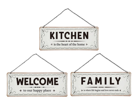 Metal Wall Hanging Home Deco 37.2x14.2cm 3 Asst In Australia - Darrahopens