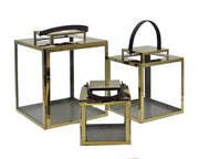 Bulk 2 Polish Gold Metal & Glass Lantern Lge 27x37cmh In Australia - Darrahopens