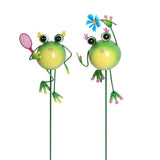 Bulk 8 Metal Frog Garden Stake 14.5x10.5x69cm 2 Asst In Australia - Darrahopens