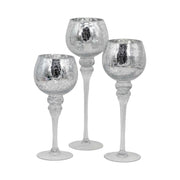 Bulk 2 Silver Crackle Candle Holder s/3 13x13x40cmh In Australia - Darrahopens