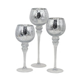 Bulk 2 Silver Crackle Candle Holder s/3 13x13x40cmh In Australia - Darrahopens