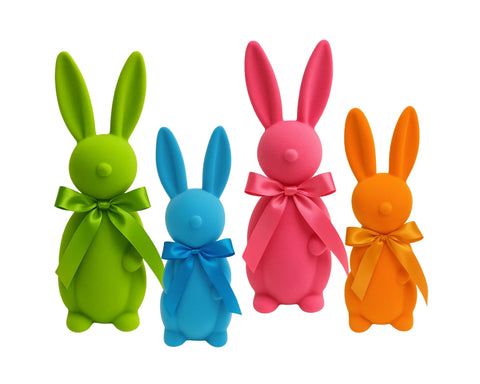 Bulk 12 Flocked Standing Bunny 24cm 4 Asst In Australia - Darrahopens