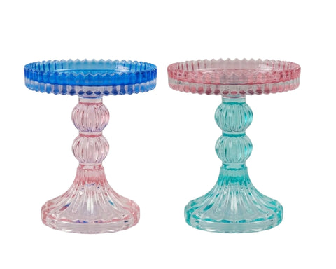 Bulk 12 Multicoloured Glass Candle Holder 9.8x9.8x12cm 2 Asst In Australia - Darrahopens