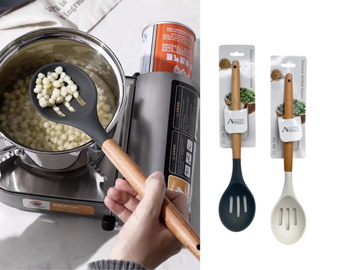 Bulk 24 Accent Silicone Slotted Spoon 32x7cm 2 Asst In Australia - Darrahopens