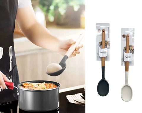 Bulk 24 Accent Silicone Spoon 34.5x6cm 2 Asst In Australia - Darrahopens
