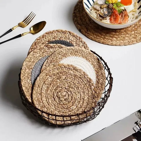 Bulk 24 Natural Woven Round Coaster s/4 12cm 3 Asst In Australia - Darrahopens