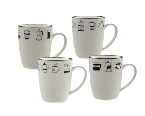 Bulk 24 Embossed Mug New Bone China 380ml 4 Asst In Australia - Darrahopens