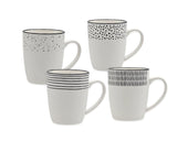 Bulk 24 Embossed Mug With Black New Bone China 380ml Asst Des In Australia - Darrahopens