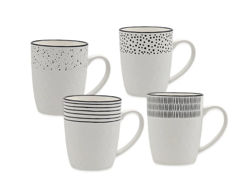 Bulk 24 Embossed Mug With Black New Bone China 380ml Asst Des In Australia - Darrahopens