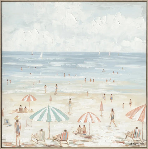 Summer Beach Hand Painted Wallart 100x100cm In Australia - Darrahopens