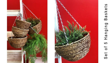 Bulk 4 Rattan Round Basket With Hanging Chain s5 31cmdx58cmh In Australia - Darrahopens