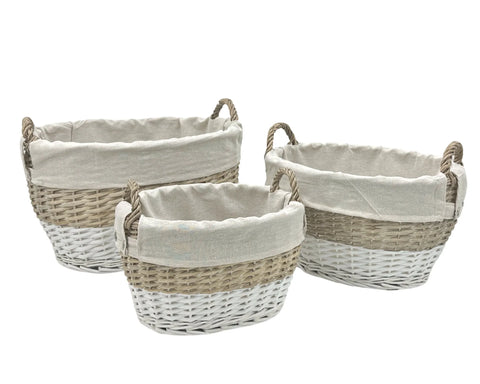 Bulk 4 Hampton Willow Basket Oval s/3 46x36xh27cm In Australia - Darrahopens