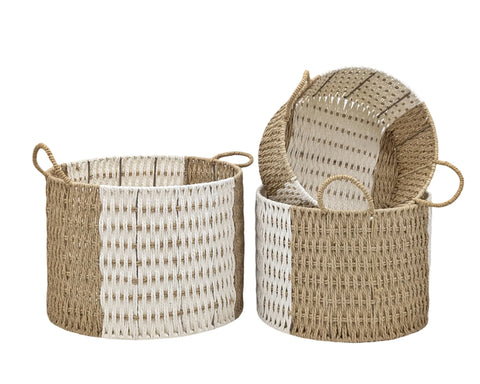 Bulk 2 Woven Paper Rope Storage Basket Round s/3 40x30cmh In Australia - Darrahopens