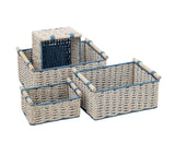 Bulk 2 Blue & Natural Paper Rope Storage Basket s/4 40x29x18h In Australia - Darrahopens