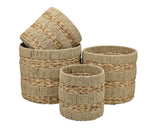 Bulk 2 Natural Water Hyacinth & Paper Rope Basket Round s/4 37x37x3 In Australia - Darrahopens