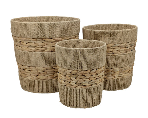 Bulk 2 Natural Water Hyacinth & Paper Rope Basket Round s/3 39x31x4 In Australia - Darrahopens