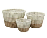 Bulk 6 Natural & White Paper Rope Basket 25x17cm In Australia - Darrahopens