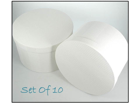 Bulk 2 Textured Flock Gift Box Round White set10 42x25cm In Australia - Darrahopens