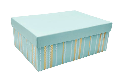 Bulk 2 Foiled Stripes Tiffany Blue Gift Box Set 18 43x34x16cm In Australia - Darrahopens