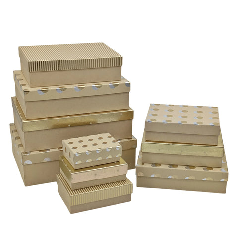 Bulk 3 Kraft Foiled Gift Box Set Of 10 37x27x11cm In Australia - Darrahopens